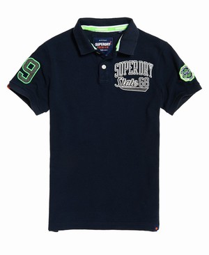 Superdry Classic Superstate Pique Férfi Póló Fekete | ZXAYJ6410